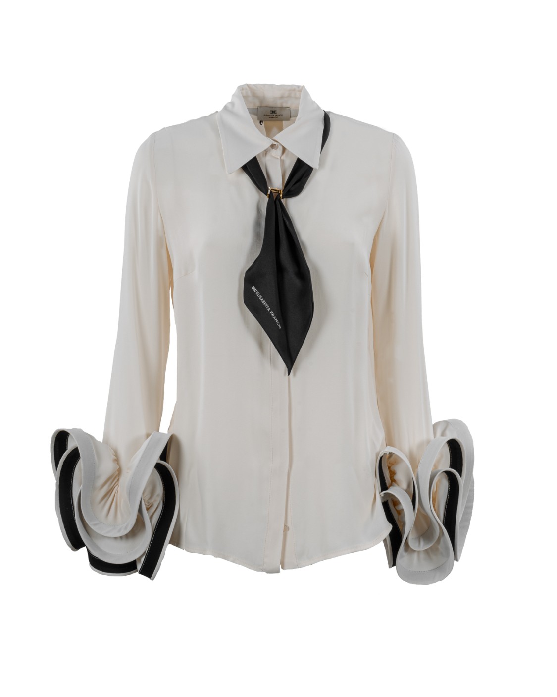 shop ELISABETTA FRANCHI  Camicia: Elisabetta Franchi camicia in georgette con ruches e foulard.
Bottoni in tinta lucidi.
Accessorio in metallo dorato.
Foulard in twill. 
Composizione: 100% viscosa.
Made in Italy.. CAT9647E2-E84 number 2976960